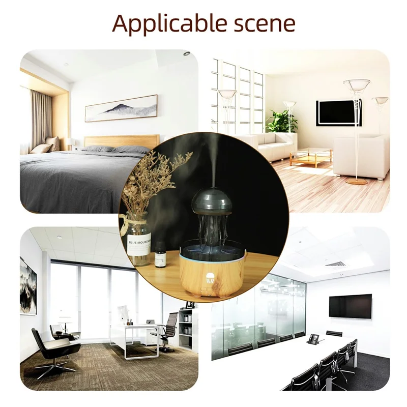 Jellyfish Humidifier For Home Office Desk 7 Color LED Atmosphere Light Aroma Diffuser Rotating Mist - EU Plug - Light Wood Grain