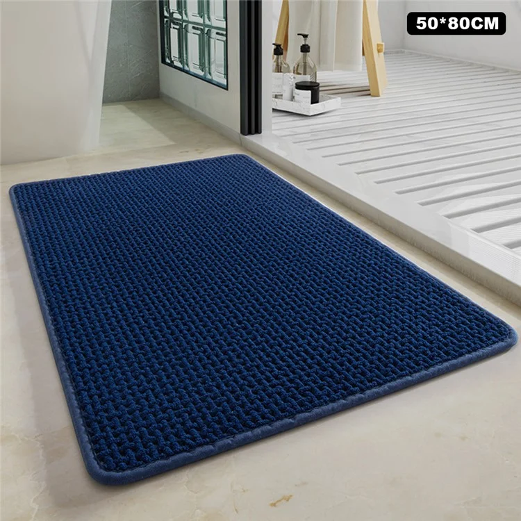Tappeto da bagno in chenille 50 x 80 cm Assorbente d'acqua Antiscivolo Tappeto da bagno per ingresso - Blu