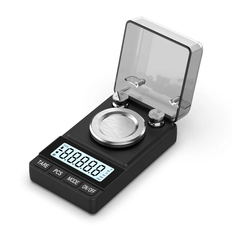 Balance numérique portable 50g / 0,001g Échelle de précision élevée pour bijoux Poudre d'or avec poids d'étalonnage - Noir