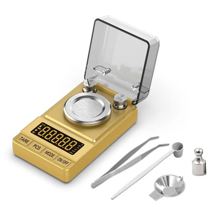 Portable Digital Scale 50g / 0.001g High Precision Jewelry Gold Powder Scale with Calibration Weights - Gold