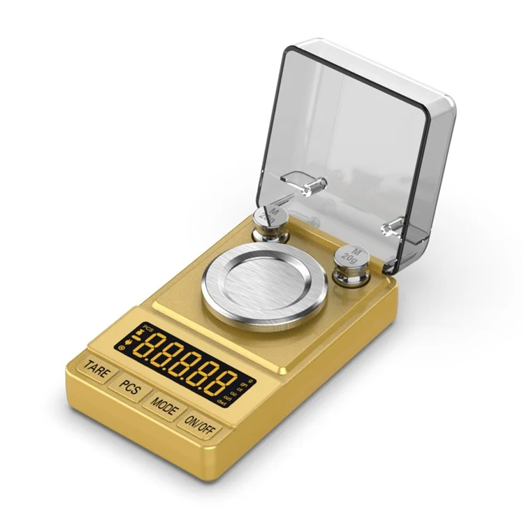 Portable Digital Scale 50g / 0.001g High Precision Jewelry Gold Powder Scale with Calibration Weights - Gold