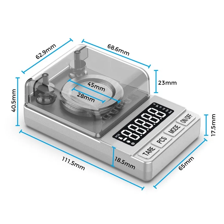 Portable Digital Scale 50g / 0.001g High Precision Jewelry Gold Powder Scale with Calibration Weights - Gold