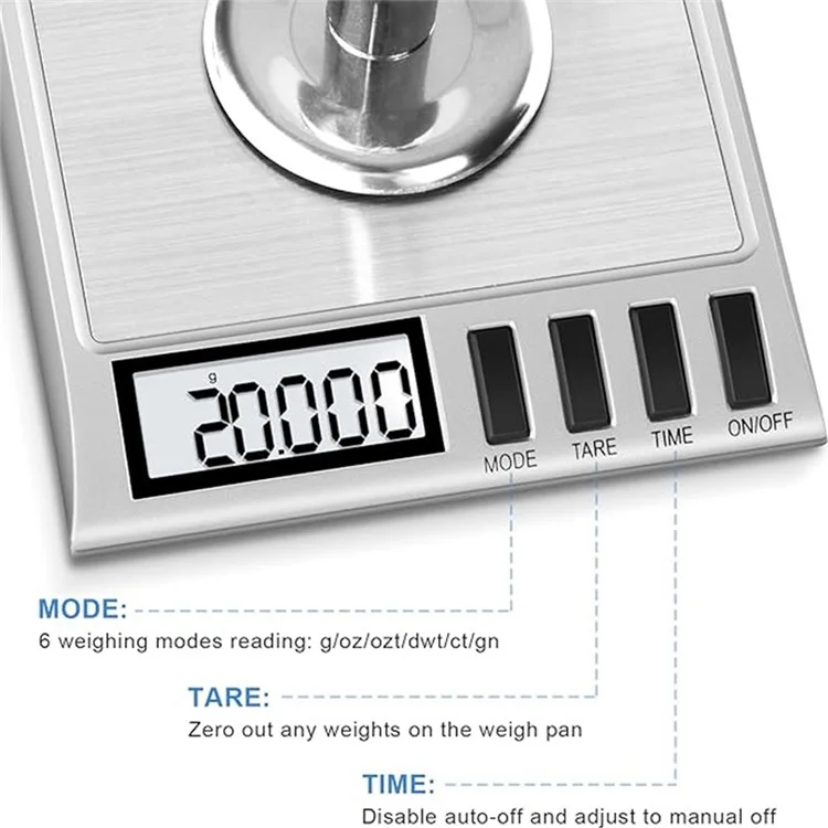 Balance numérique en acier inoxydable 50g / 0,001g Échelle de poudre de bijoux de haute précision avec poids d'étalonnage