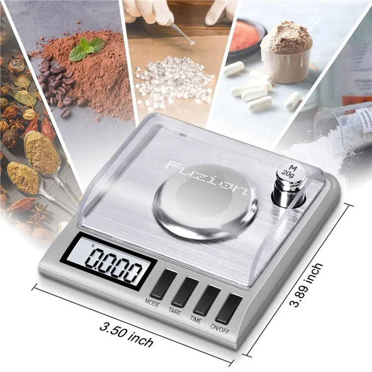 Balance numérique en acier inoxydable 50g / 0,001g Échelle de poudre de bijoux de haute précision avec poids d'étalonnage