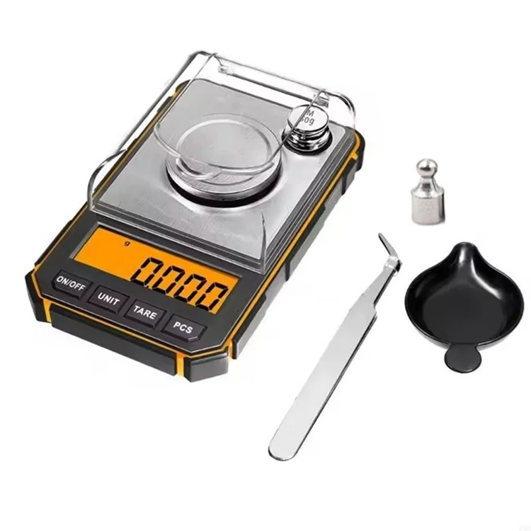 Balance de bijoux portable, balance de précision numérique électronique 50g / 0,001g avec poids de calibrage - Noir / Jaune