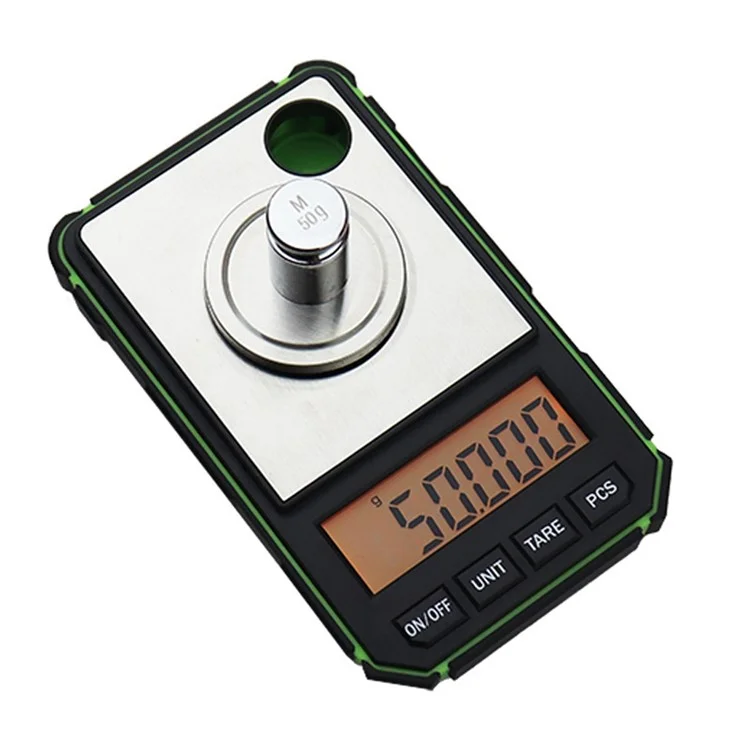 Balance de bijoux portable, balance de précision numérique électronique 50g / 0,001g avec poids de calibrage - Noir / Jaune