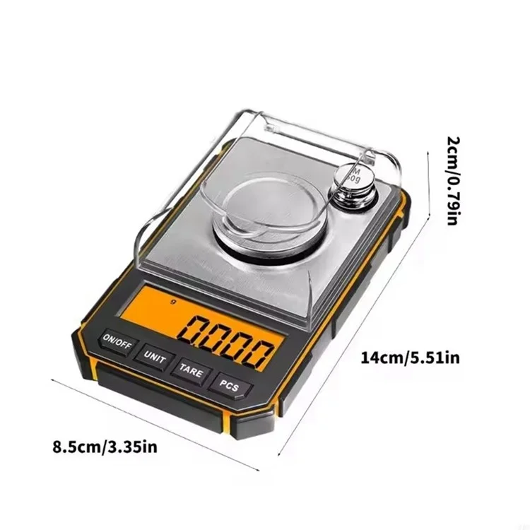 Balance de bijoux portable, balance de précision numérique électronique 50g / 0,001g avec poids de calibrage - Noir / Jaune