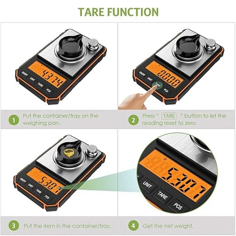Balance de bijoux portable, balance de précision numérique électronique 50g / 0,001g avec poids de calibrage - Noir / Jaune