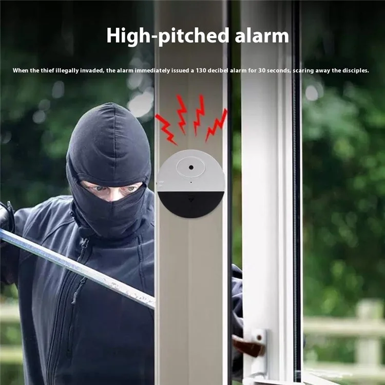 Door Window Vibration Alarm 125dB Anti Theft Sensor with Low Battery Alert for Home Hotel Shop