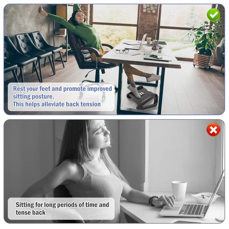 Höhenverstellbare Fußstütze für Büroschreibtisch - Ergonomische Massagefußablage zur Vermeidung von Beinverschränkung
