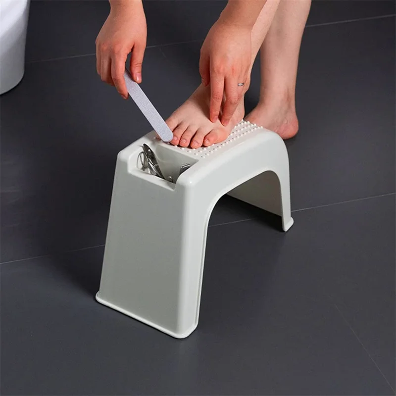 Ergonomic Nail Care Foot Stool Bathroom Anti Slip Low Bench Footrest for Pedicure Massage - Yellow