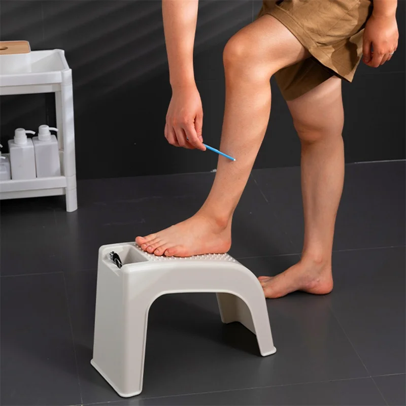 Ergonomic Nail Care Foot Stool Bathroom Anti Slip Low Bench Footrest for Pedicure Massage - Yellow