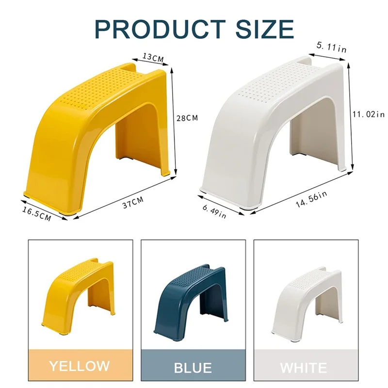 Ergonomic Nail Care Foot Stool Bathroom Anti Slip Low Bench Footrest for Pedicure Massage - Yellow