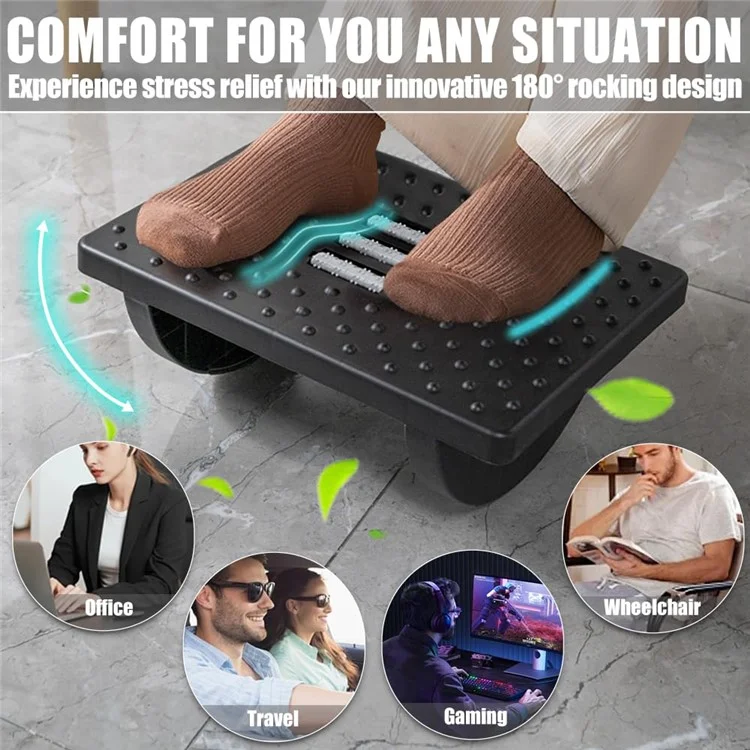 Under Desk Foot Rest Non Slip Ergonomic Plastic Footstool for Office Home Posture Support - Black