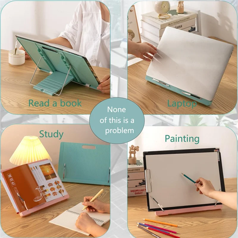 5 Angle Positions Adjustable Children Reading Stand Desktop Book Holder for Students Tablet Support - Blue