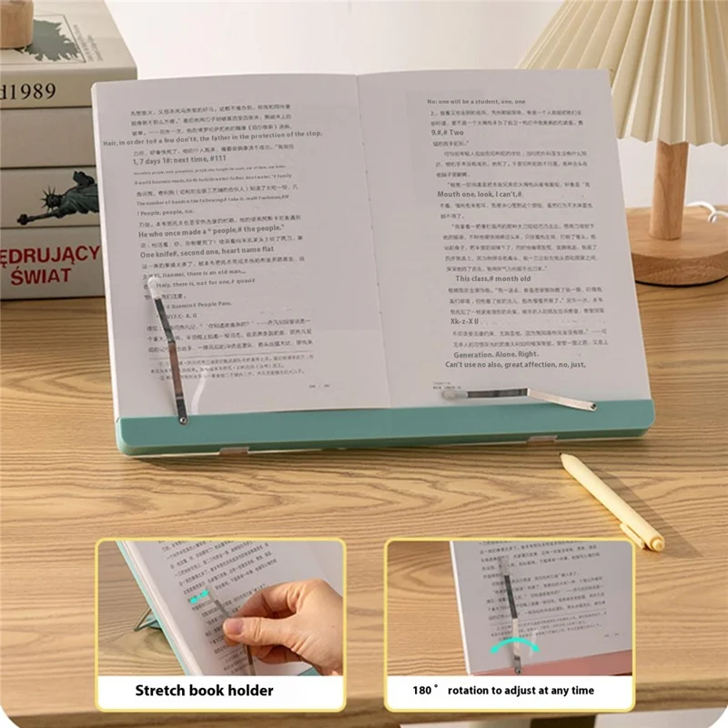 5 Angle Positions Adjustable Children Reading Stand Desktop Book Holder for Students Tablet Support - Blue