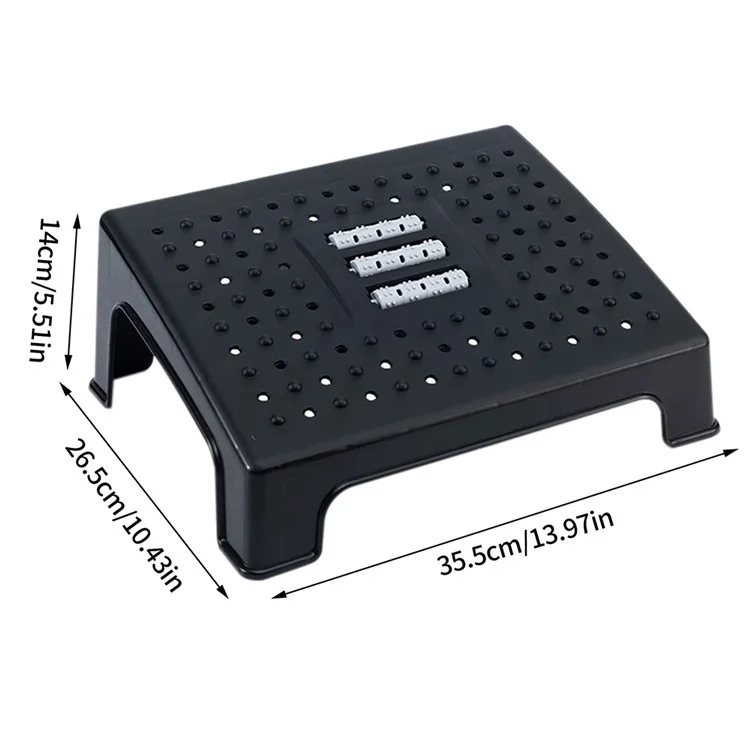 Under Desk Foot Rest for Office Home Plastic Ergonomic Footstool with Massage Rollers