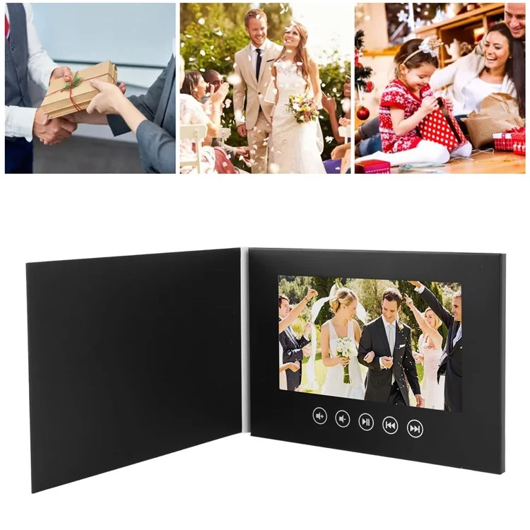 LCD Reprodutor de Cartão de Vídeo de 10 Polegadas para Cartão de Saudação Promocional, Folheto Eletrônico para Promoção Empresarial, Casamentos e Publicidade - Preto