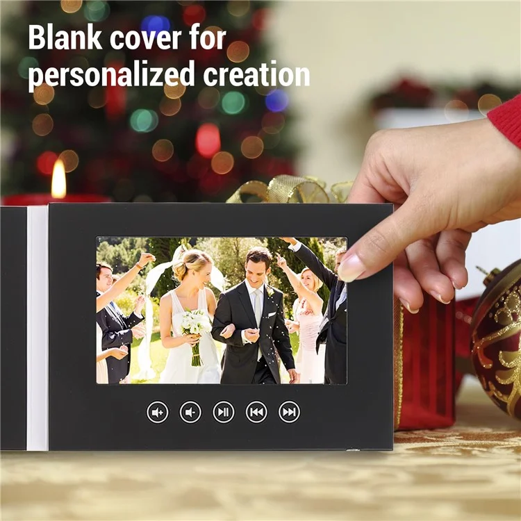 LCD Reprodutor de Cartão de Vídeo de 10 Polegadas para Cartão de Saudação Promocional, Folheto Eletrônico para Promoção Empresarial, Casamentos e Publicidade - Preto