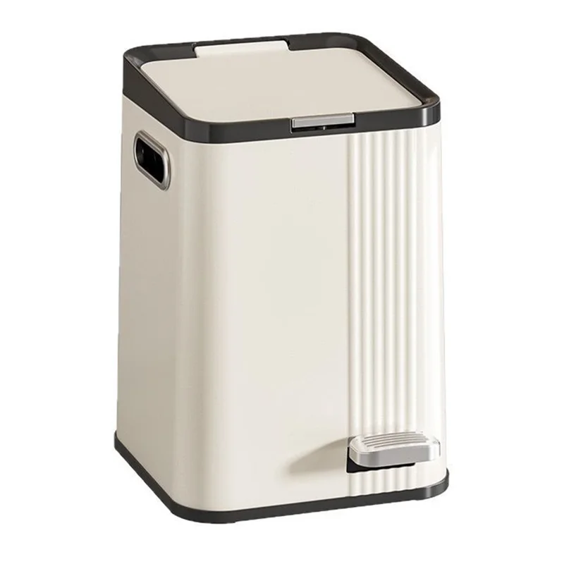 Dual Opening Trash Can Hand Press / Foot Pedal ABS+PP Large Capacity Silent Close Garbage Bin