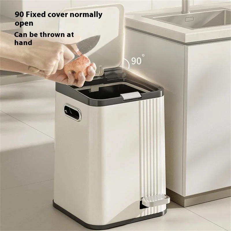 Dual Opening Trash Can Hand Press / Foot Pedal ABS+PP Large Capacity Silent Close Garbage Bin