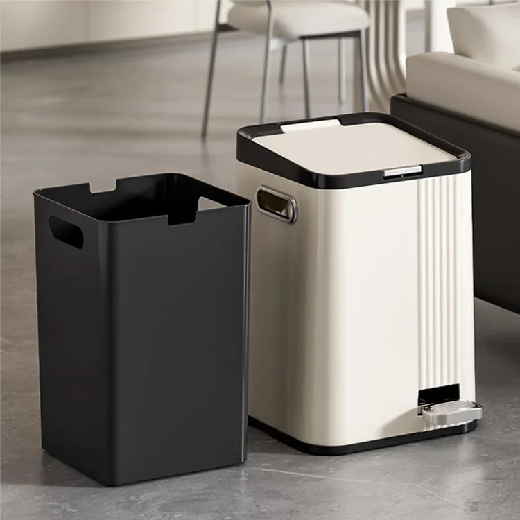 Dual Opening Trash Can Hand Press / Foot Pedal ABS+PP Large Capacity Silent Close Garbage Bin