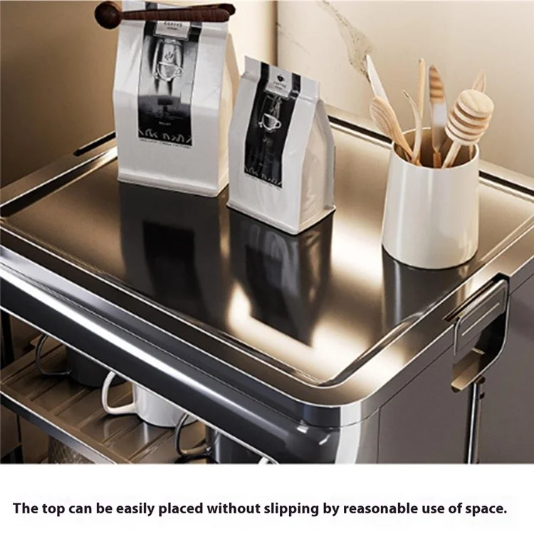 Petit organisateur de tasses à 2 niveaux Armoire de rangement en PP Étagère de drainage pour tasses à café et verres avec porte transparente - Beige
