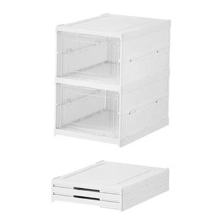 2-lagige faltbare Schuhbox mit transparenter Tür, stapelbar, ohne Installation