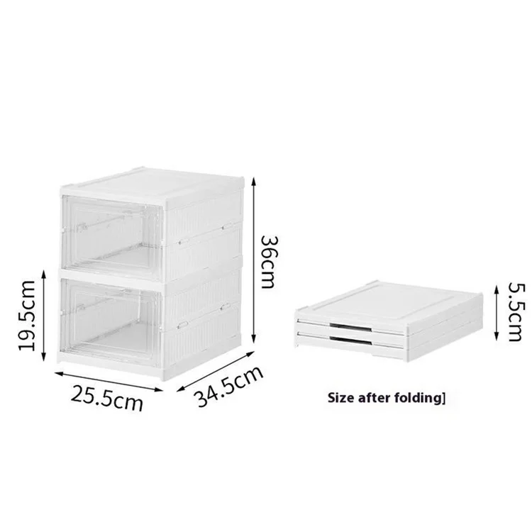 2-lagige faltbare Schuhbox mit transparenter Tür, stapelbar, ohne Installation