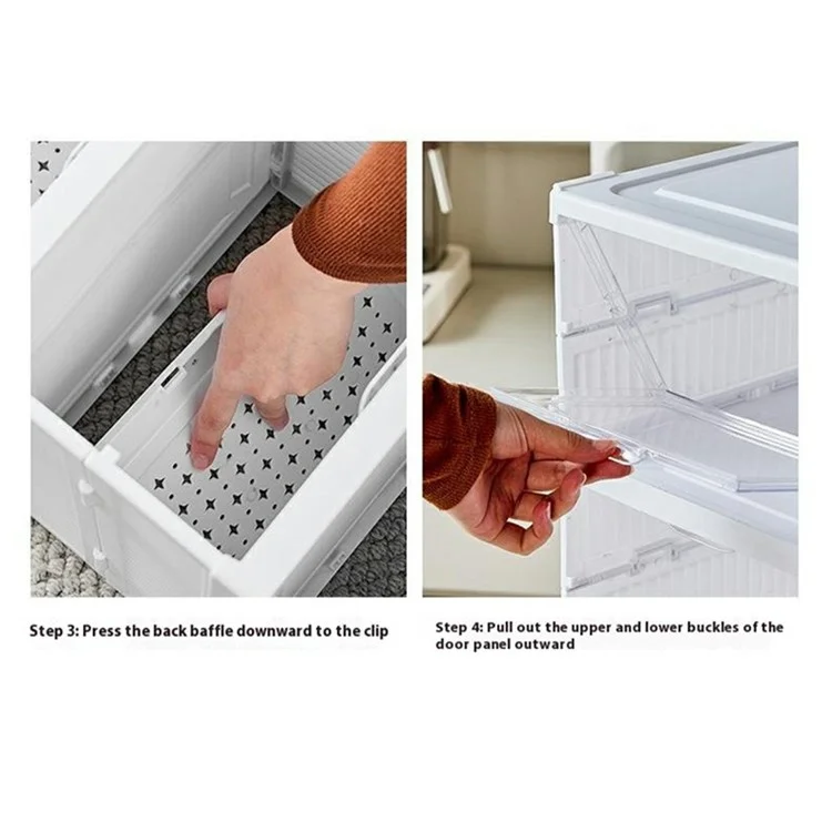 3-lagige faltbare Schuhbox ohne Installation, transparenter Kunststoff-Stapelbehälter - Transparent