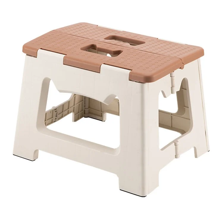 Tabouret portable pliant pour camping et pêche extérieure, siège léger en plastique pliable avec poignée, Taille S - Kaki