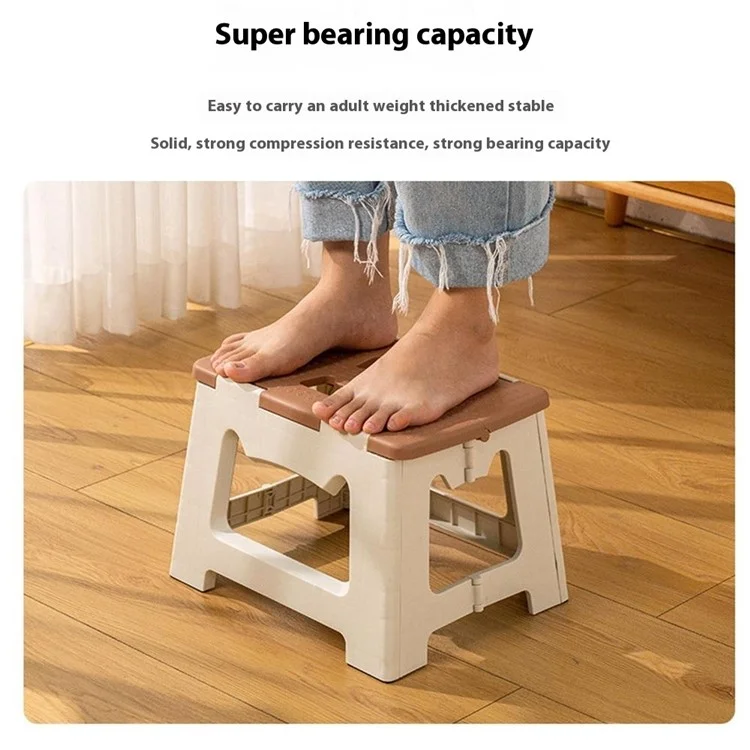 Tabouret portable pliant pour camping et pêche extérieure, siège léger en plastique pliable avec poignée, Taille S - Kaki