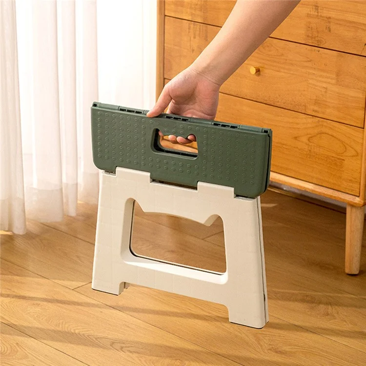 Tabouret portable pliant pour camping et pêche extérieure, siège léger en plastique pliable avec poignée, Taille S - Kaki