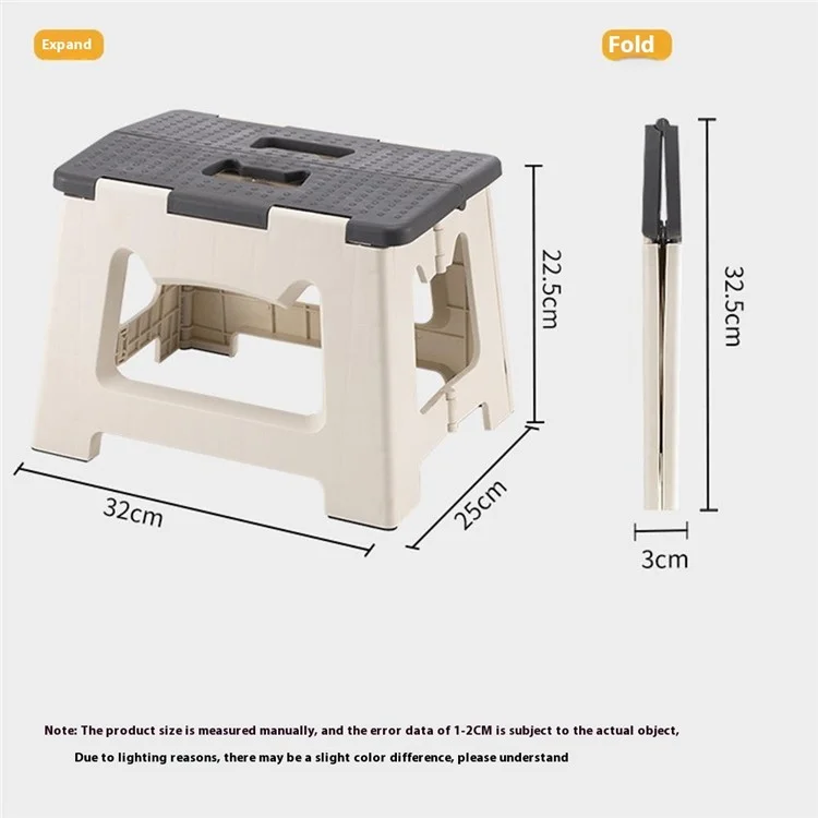 Tabouret portable pliant pour camping et pêche extérieure, siège léger en plastique pliable avec poignée, Taille S - Kaki
