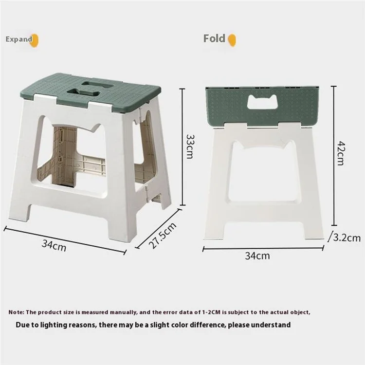 Banqueta Dobrável Portátil para Camping e Pesca - Assento Plástico Leve com Alça, Tamanho G - Cáqui