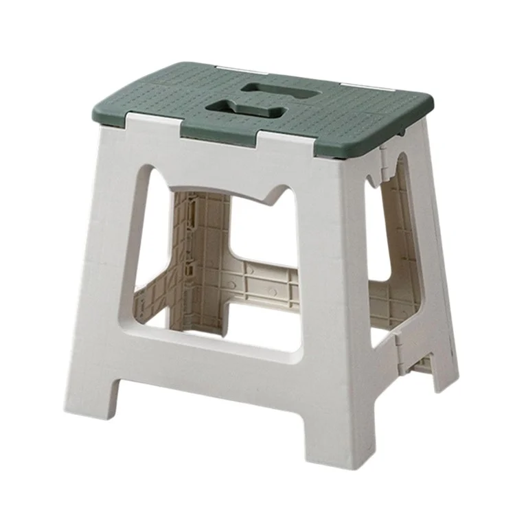 Portable Folding Stool for Outdoor Camping Fishing Plastic Lightweight Foldable Seat with Handle, Size L - Green