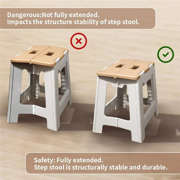 Portable Folding Stool for Outdoor Camping Fishing Plastic Lightweight Foldable Seat with Handle, Size L - Green