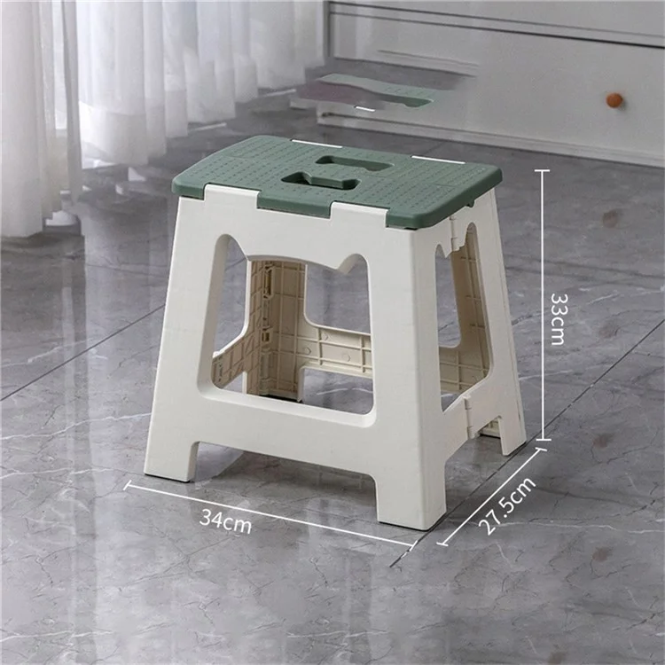 Portable Folding Stool for Outdoor Camping Fishing Plastic Lightweight Foldable Seat with Handle, Size L - Green