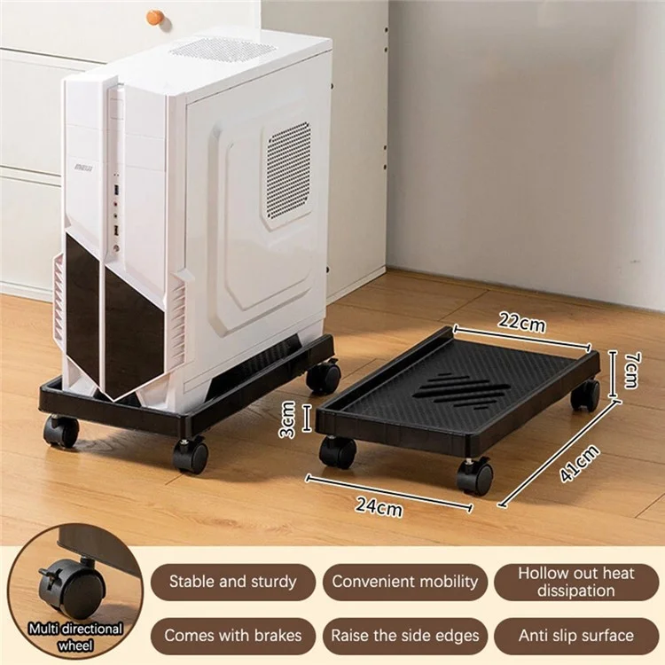 Support de Tour d'Ordinateur avec Roulettes Pivotantes à 360 Degrés, Chariot de Rangement pour PC de Bureau à Domicile (Largeur Intérieure 22 cm)