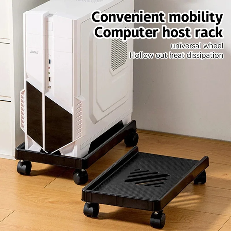 Computer Tower Stand with Universal and Directional Wheels PC Tower Storage Cart for Home Office (Inner Width 22cm)