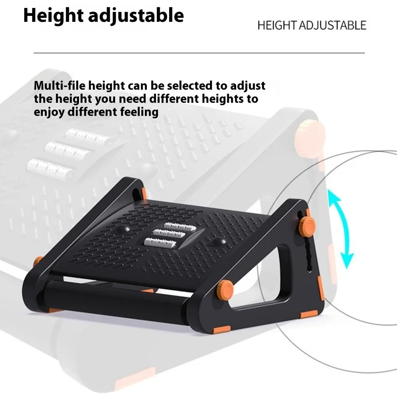 Apoio para os pés ajustável em altura para a mesa de escritório, banqueta ergonômica com rolos de massagem, suporte anti-cruzamento de pernas