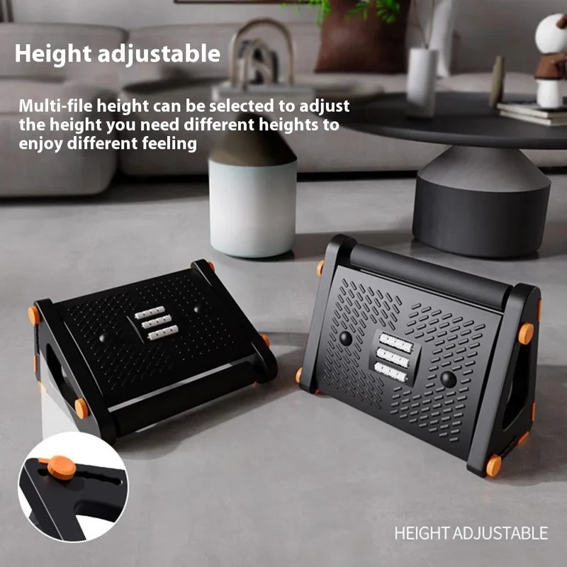 Apoio para os pés ajustável em altura para a mesa de escritório, banqueta ergonômica com rolos de massagem, suporte anti-cruzamento de pernas