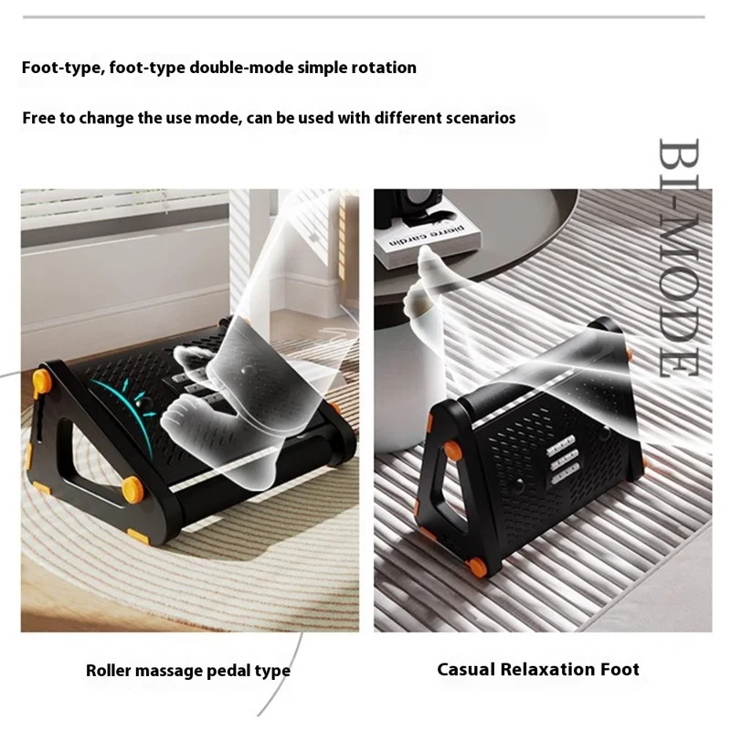 Apoio para os pés ajustável em altura para a mesa de escritório, banqueta ergonômica com rolos de massagem, suporte anti-cruzamento de pernas