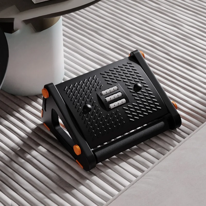Apoio para os pés ajustável em altura para a mesa de escritório, banqueta ergonômica com rolos de massagem, suporte anti-cruzamento de pernas