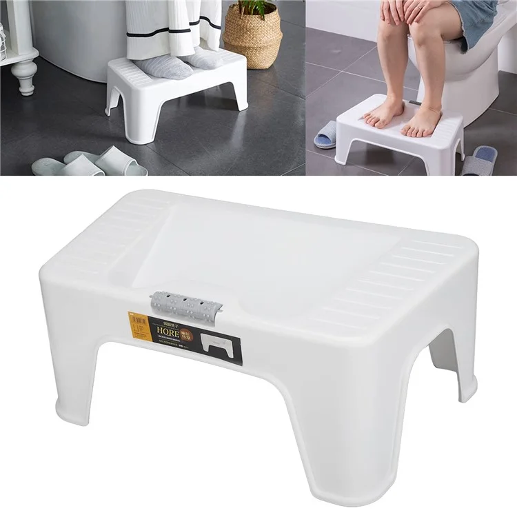 HORE Plastik-Toilettenfußstütze Ergonomischer Fußhocker mit Massageroller für Zuhause und Büro - Weiß