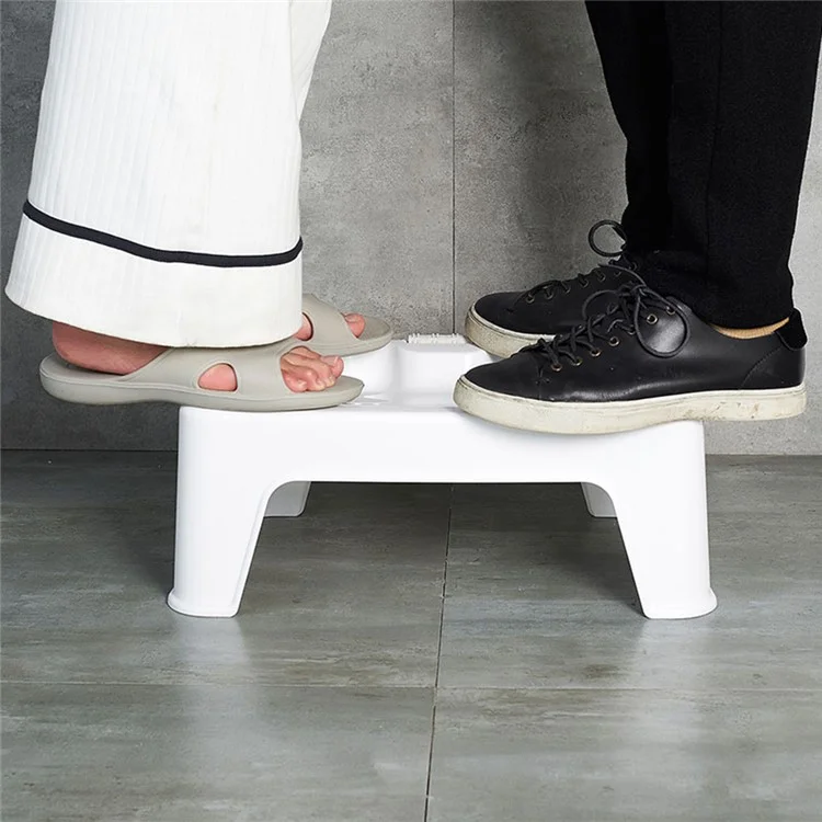 HORE Plastik-Toilettenfußstütze Ergonomischer Fußhocker mit Massageroller für Zuhause und Büro - Weiß