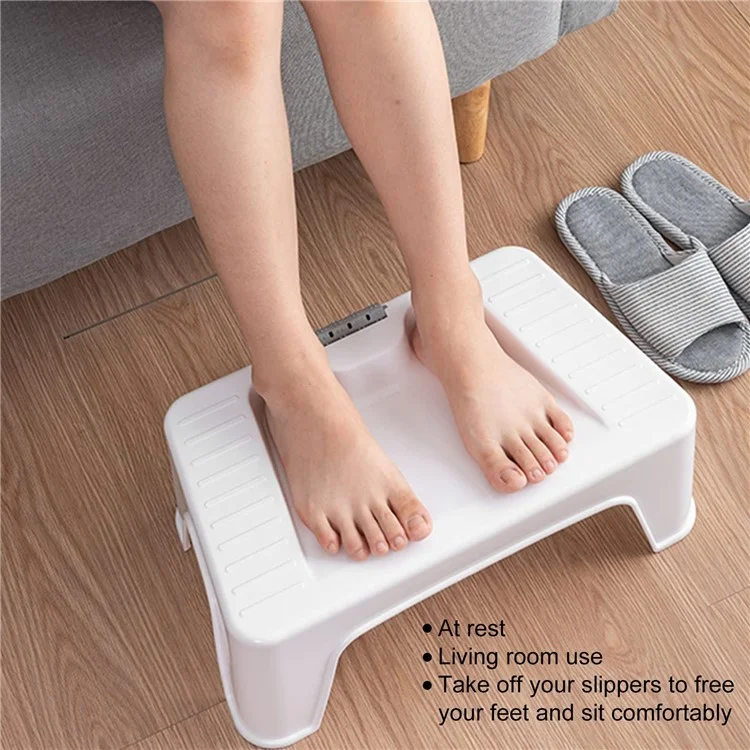 HORE Plastik-Toilettenfußstütze Ergonomischer Fußhocker mit Massageroller für Zuhause und Büro - Weiß