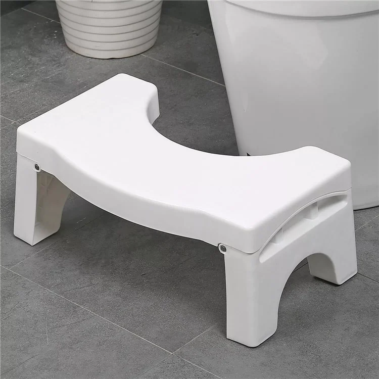 Taburete de inodoro plegable Ayuda para ponerse en cuclillas para niños, mujeres embarazadas Reposapiés de baño Orinal portátil - Blanco