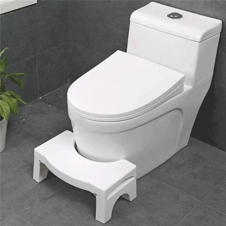 Taburete de inodoro plegable Ayuda para ponerse en cuclillas para niños, mujeres embarazadas Reposapiés de baño Orinal portátil - Blanco