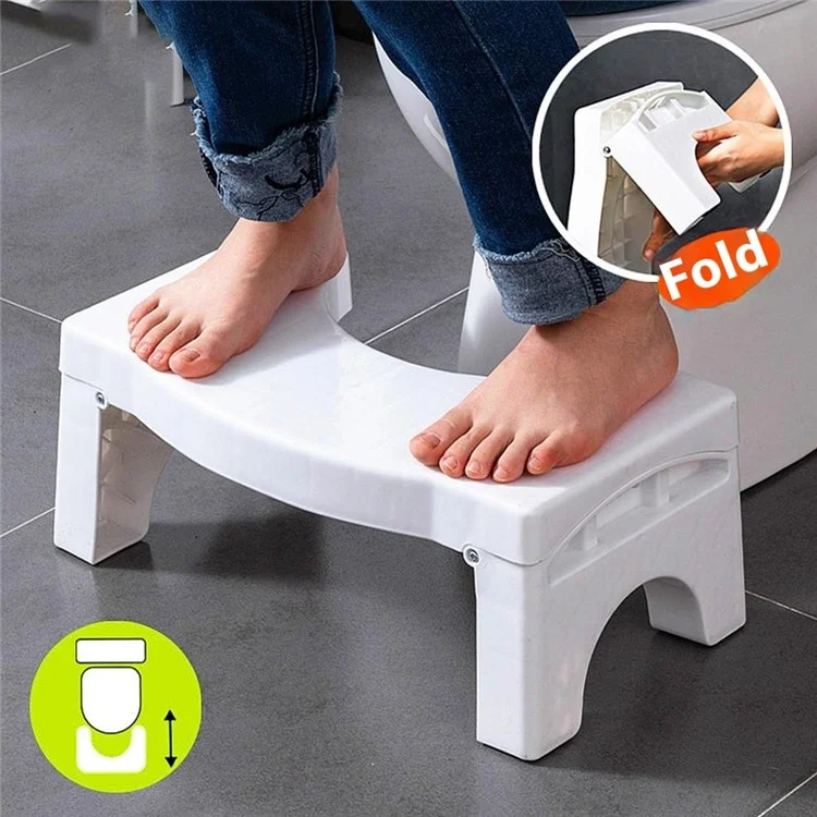 Taburete de inodoro plegable Ayuda para ponerse en cuclillas para niños, mujeres embarazadas Reposapiés de baño Orinal portátil - Blanco